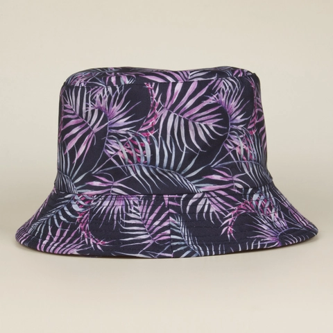 Sombrero De Pescador Reversible Algodón Lona Estampado Hojas Tropicales Protección Solar Viaje Verano Unisex