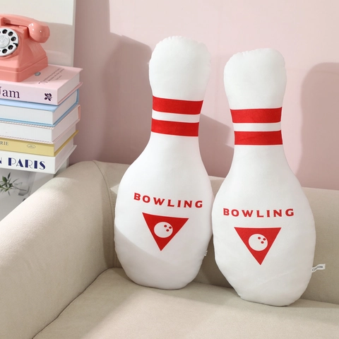Creative Bowling Pin Plush Pillow Toy Soft Stuffed Cushion Home Decor Novelty Gift For Children Bedroom Sofa