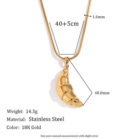 Croissant Pendant Necklace 18K Gold Plated Stainless Steel Vintage Minimalist Fine Snake Chain For Women