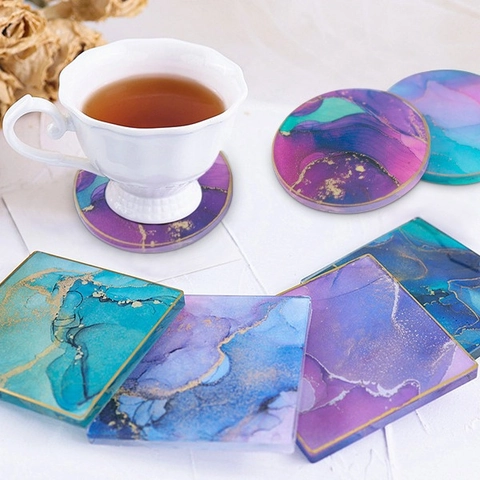 Coaster Silicone Mold For Resin Casting Round Square Shape Flexible DIY Epoxy Resin Cup Mat Handmade Crafting Tool