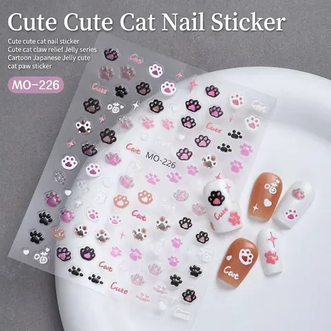 Adesivi Per Unghie In Gelatina Rilievo 3D Simpatico Gatto Zampa Conigli Orso Decorazione Manicure DIY Per Donne Ragazze