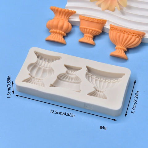 Vase Shape Silicone Mold DIY Fondant Chocolate Cake Decorating Soap Clay Plaster Crafting Tool Embossed