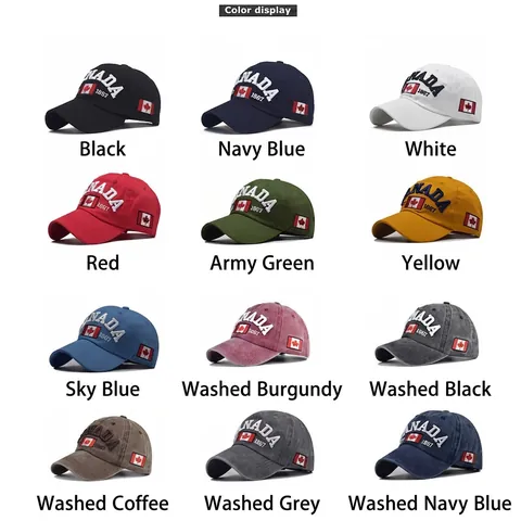 Canada 1867 Embroidery Cotton Baseball Cap For Men Women Adjustable Washed Vintage Maple Leaf Flag Outdoor Sun Hat