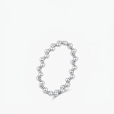 925 Sterling Silber Perlenring Für Frauen Minimalistisch Unregelmäßige Silberbohnen Stapelbar Poliert Schmuck