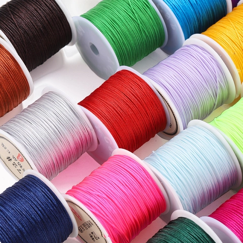 Braided Jade Thread Polyester Cord For DIY Jewelry Making Chinese Knot Hand Weaving Encrypted Colorful