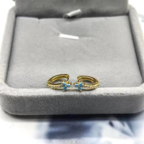 Geometric Flower Hoop Earrings With 925 Sterling Silver Earring Post And Zircon Inlay For Women Fashion Jewelry