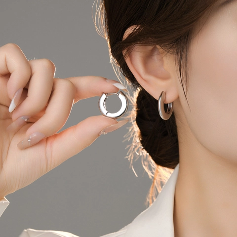 Minimalist Smooth Copper Hoop Earrings With 925 Sterling Silver Earring Post Geometric Jewelry For Women