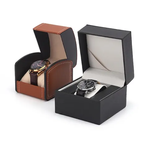 PU Leather Watch Box Storage Jewelry Gift Packaging Flip Cover Elegant Stitching Display Organizer Case For Watches
