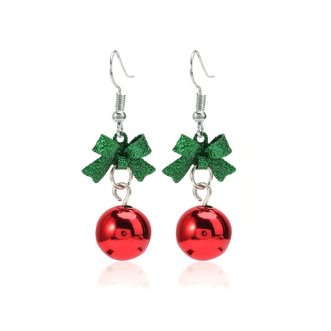 Orecchini A Fiocco Di Natale Glitter Verde Nastro Perla Rossa Gioielli Festivi Per Donne