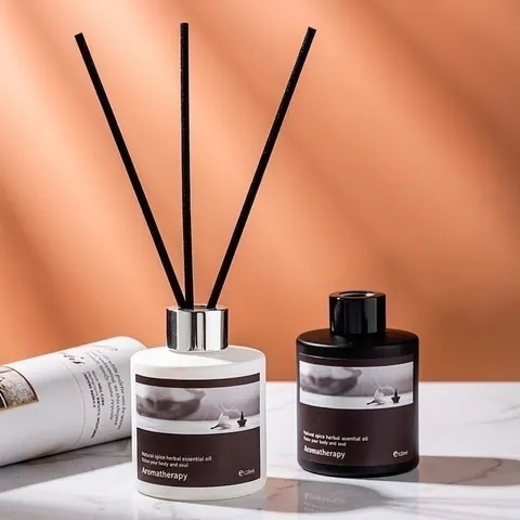 Reed Diffuser Aromatherapy Essential Oil Set Frosted Glass Bottle Fiber Sticks Home Bedroom Natural Herbal Scent Gift