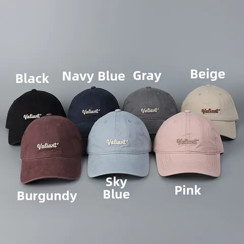 Berretto da Baseball Unisex in Cotone Lavato Con Ricamo Lettera Valiant Soft Top Regolabile Cappello a Becco d'Anatra per Uomo Donna