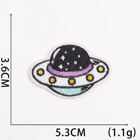 Toppe Ricamate Tema Spazio Astronauta Razzo UFO Poliestere Termoadhesive Decorative Distintivi Abbigliamento Giacche Artigianato