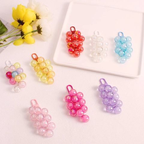 Süßer Acryl Trauben Schlüsselanhänger Irisierender Glitzer Frucht Anhänger Taschenzubehör Auto Schlüsselring Schmuck Für Damen Mädchen