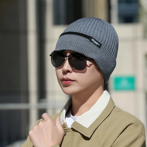 Beanie Hat Knitted Acrylic Fleece Lined Winter Warm Windproof Outdoor Casual Striped Ribbed For Men Women