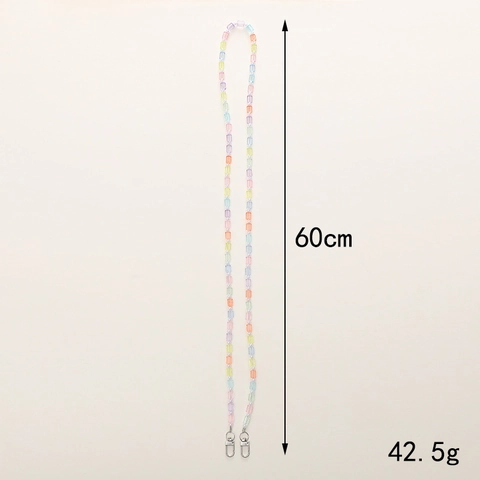 Handmade Beaded Acrylic Phone Lanyard Crossbody Bag Strap With Bow Heart Pattern For Women Multicolor Artificial Pearl Phone Chain