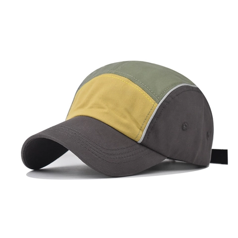 Cappello Da Baseball Cinque Pannelli Cotone Patchwork Strisce Riflettenti Regolabile Outdoor Sport Traspirante