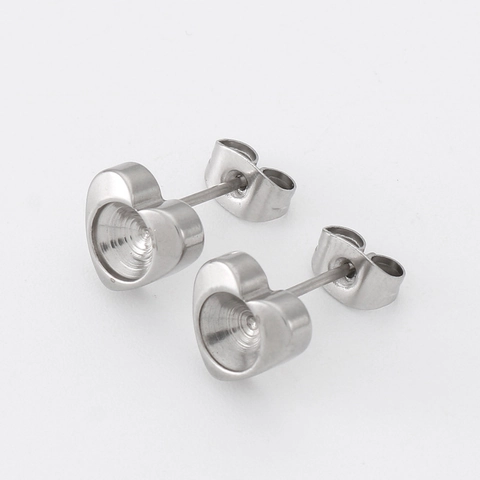 Supports De Boucles D'Oreilles Coeur Acier Inoxydable Fabrication De Bijoux DIY Petits Composants De Plateau De Base