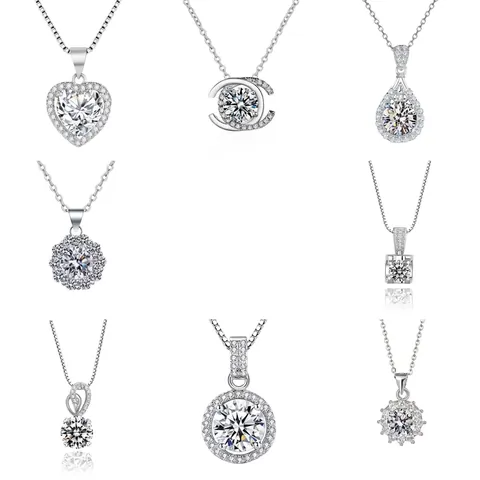 Hanger Kettingen Koperen Basis Zilver Goud Verguld Zirkonia Hart Waterdruppel Sneeuwvlok Sieraden Voor Vrouwen