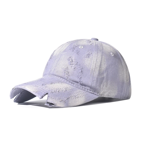 Berretto Da Baseball Distressed Cotone Lavato Denim Strappato Buco Vintage Regolabile Unisex Streetwear Cappello Sole