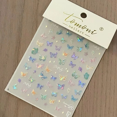 Adesivi Per Unghie Olografici Ali Di Farfalla Laser Aurora Iridescente Autoadesivi Decorazione Manicure Fai Da Te