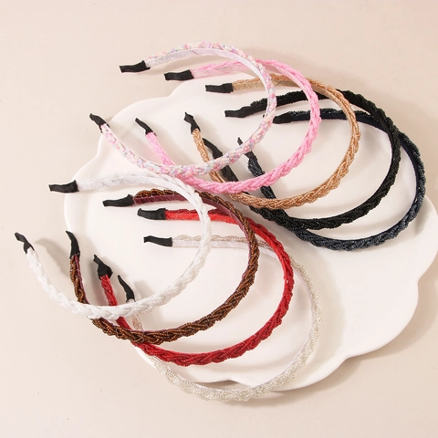 Crystal Beaded Braided Headband Fabric Wrapped Hairband With Non Slip Teeth Fashion Headpiece For Women Daily Styling