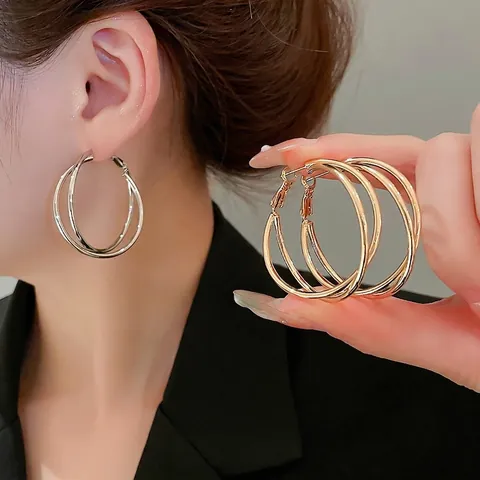 Lagenlook Cross Creolen Mit 925 Sterling Silber Ohrstecker Poliertes Kupfer Mode Schmuck Für Damen