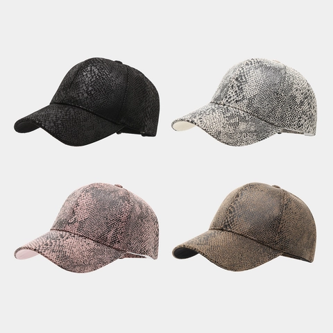 Schlangenmuster Baseballkappe Kunstleder Verstellbar Sonnenschutz Streetwear Mode Outdoor Hut Für Damen Und Herren
