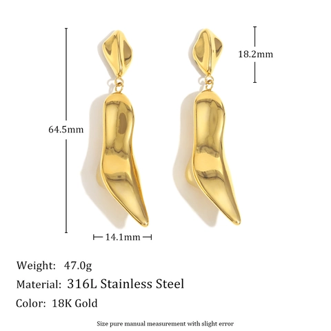 High Heeled Shoe Pendant Stud Earrings 18K Gold Plated 316L Stainless Steel Exaggerated Niche Fashion Jewelry For Women