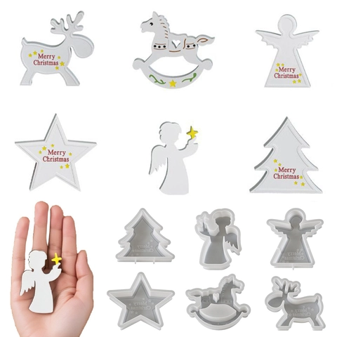 Christmas Silicone Molds Reindeer Star Tree Angel Shape DIY Baking Cake Soap Candle Reusable