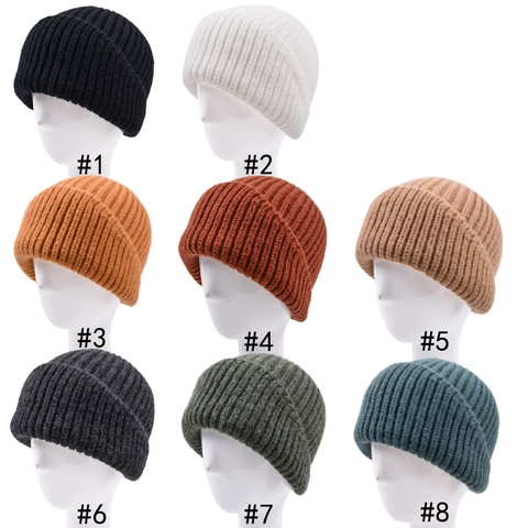 Berretto Beanie Maglia Risvolto Caldo Inverno Costine Cappello Per Uomo Donna Casual Hip-Hop Morbido Spesso Esterno