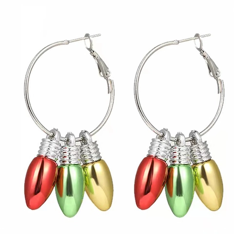 Boucles D'oreilles De Noël En Alliage Avec Tige En Acier Inoxydable Père Noël Arbre Flocon De Neige Bijoux De Fête Femmes