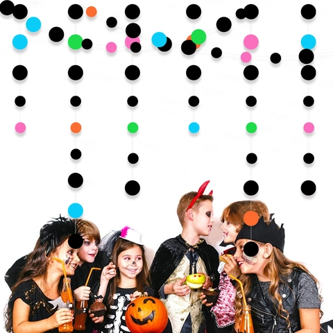 Halloween Circle Paper Garlands Hanging Round Dot Streamers Colorful Birthday Party Backdrop Decoration Home Decor