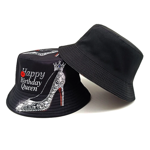 Bob Polyester Happy Birthday Queen Talons Hauts Couronne Imprimé Protection Solaire Couvre-Chef Pour Femmes Accessoire Fête