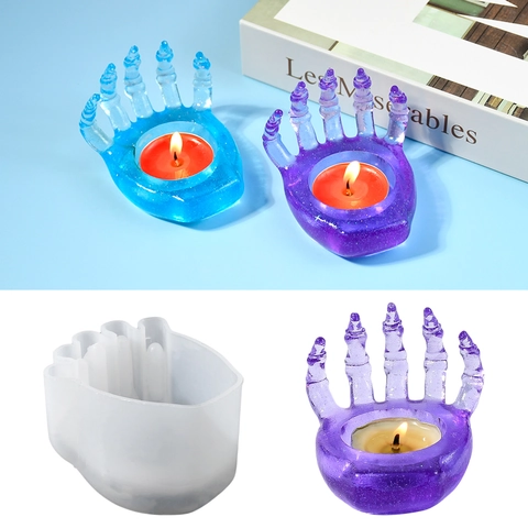 Skeleton Hand Candle Holder Silicone Mold Devil Claw DIY Epoxy Resin Casting Mold Gothic Halloween Home Decoration Accessory