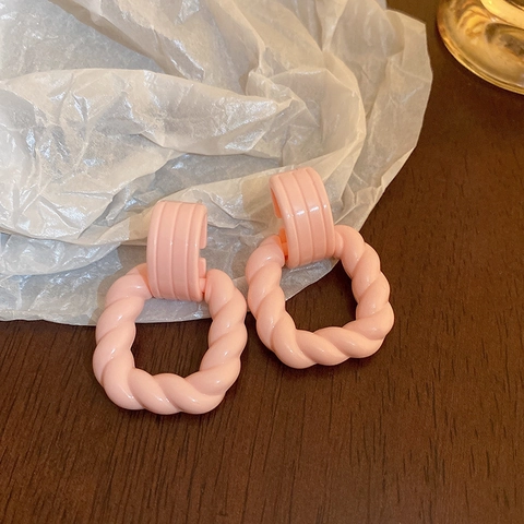 Boucles Doreilles Carrées Géométriques En Acrylique Avec Tige En Argent Fin 925 Rose Style Rétro Femme