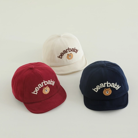 Casquette De Baseball Bébé Coton Bord Court Doux Broderie Ours Protection Solaire Style Coréen Chapeau Pour Tout-Petits