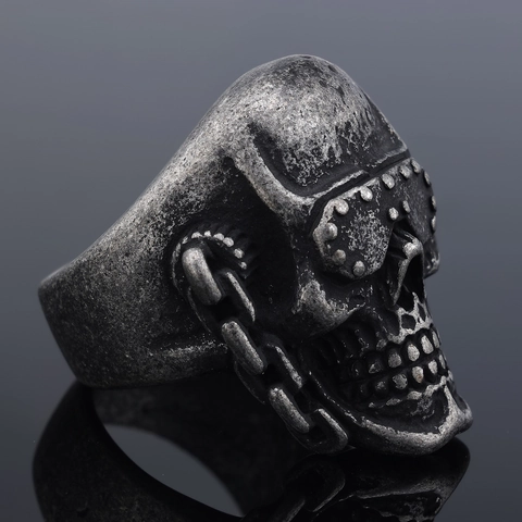 Anello Teschio Vintage Acciaio Inossidabile Punk Rock Biker Design Meccanico Per Uomo