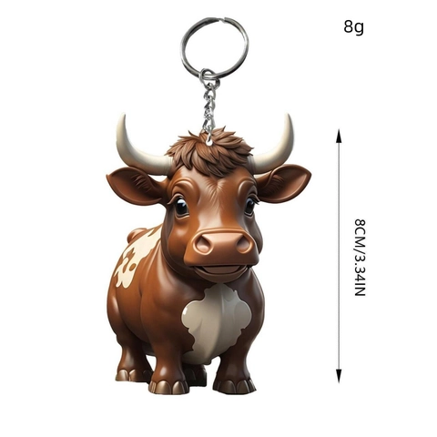 Cartoon 3D Hooglandkoe Sleutelhanger Schattige Jak Hanger Tas Charm Voor Autosleutel Rugzak Decoratie Sieraden Cadeau Unisex