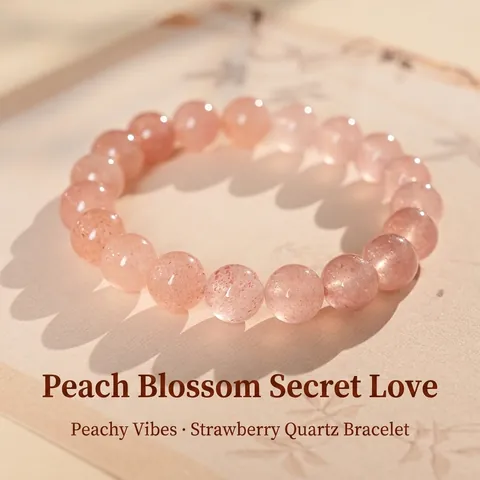 Bracciale Di Perle Di Quarzo Fragola Pietra Rosa Naturale Perle Tonde Elastiche Gioielli Fatti A Mano Regalo Donne Ragazze