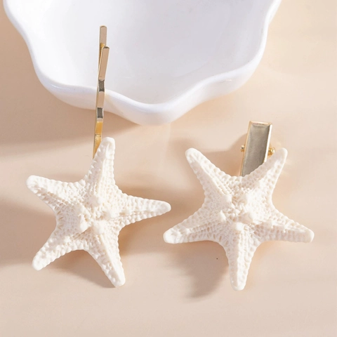 Pinzas Para El Cabello De Estrella De Mar Tema Del Océano Resina Aleación Accesorios De Vacaciones Para Mujeres Niñas