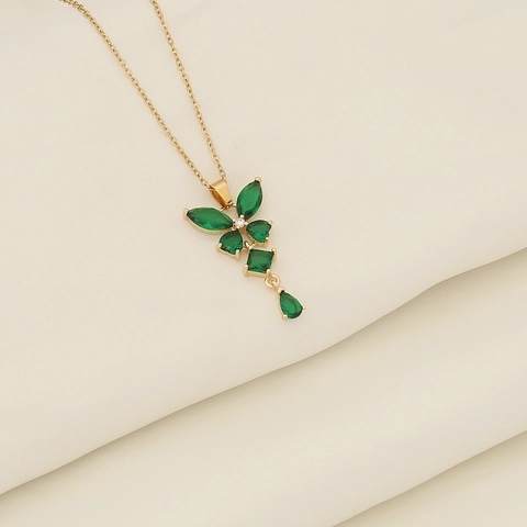 Collana Pendente Farfalla Acciaio Inossidabile Vetro Nappa Catena Clavicola Elegante INS Stile Gioielli Di Moda Per Donne