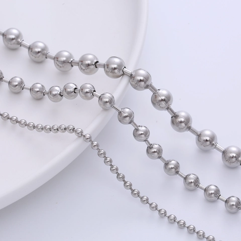 Collar De Cadena De Bolas Acero Inoxidable 304 Pulido Minimalista Cadena De Eslabones Redondos Para Hombres Mujeres Joyas