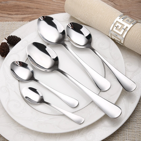 Cucchiai Appuntiti In Acciaio Inossidabile Lucidato A Specchio Cucchiai Per Zuppa Dessert Caffè Per Casa Cucina