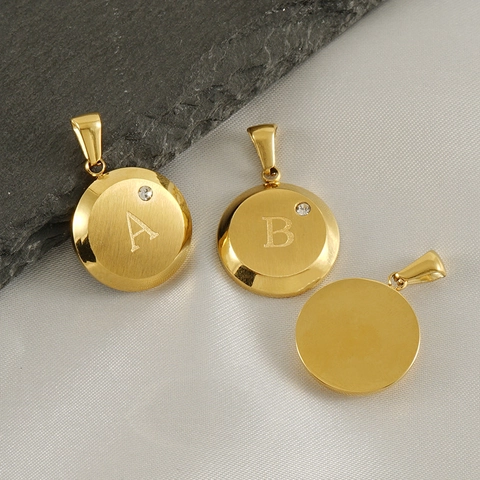 Collier Pendentif Lettre En Acier Inoxydable Plaqué Or 18K Avec Strass Bijoux Circulaires Délicats Pour Femmes