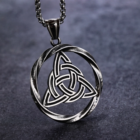 Collana Con Pendente Nodo Celtico Vintage Acciaio Inossidabile Runa Vichinga Triquetra Mitologia Norrena Gioielli Per Uomo