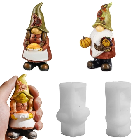Gnome Silicone Mold Pumpkin Dwarf Fall Harvest Festival DIY Aromatherapy Candle Gypsum Ornament Handcrafted Tool