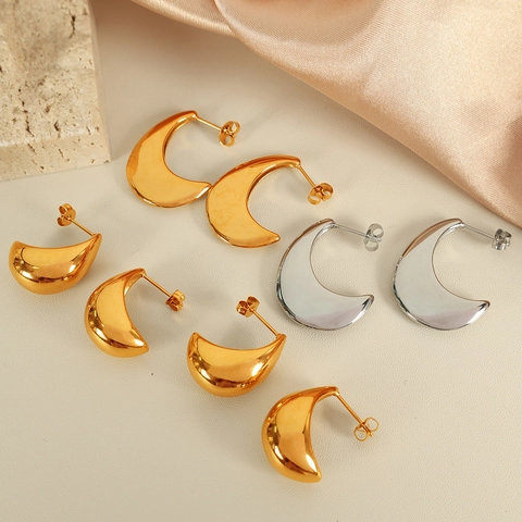Orecchini a Bottone a Goccia d'Acqua Minimalisti per Donna in Acciaio al Titanio Placcato Oro Argento Orecchini Geometrici Gioielli