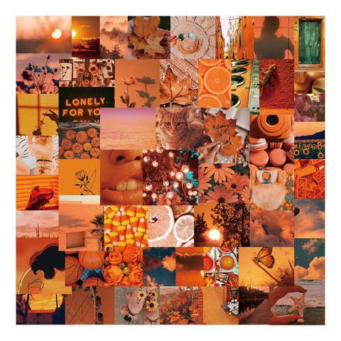 Autocollants Esthétiques Style Ins Paysage Coucher de Soleil Orange Imperméables PVC Graffiti Pour Ordinateur Valise Guitare