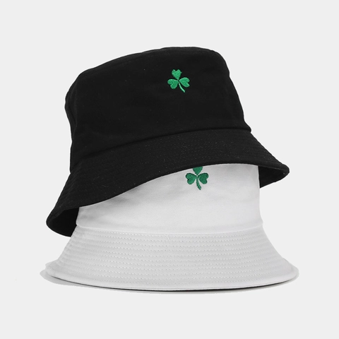 Cappello Alla Pescatora In Cotone Con Ricamo Trifoglio Protezione Solare Outdoor Casual Per Uomini E Donne Traspirante