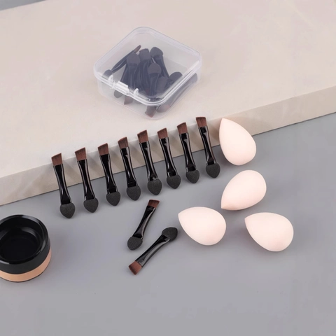 Dual Ended Eyeshadow Brushes And Beauty Blenders Synthetic Fiber Sponges Portable Makeup Tools With Storage Case